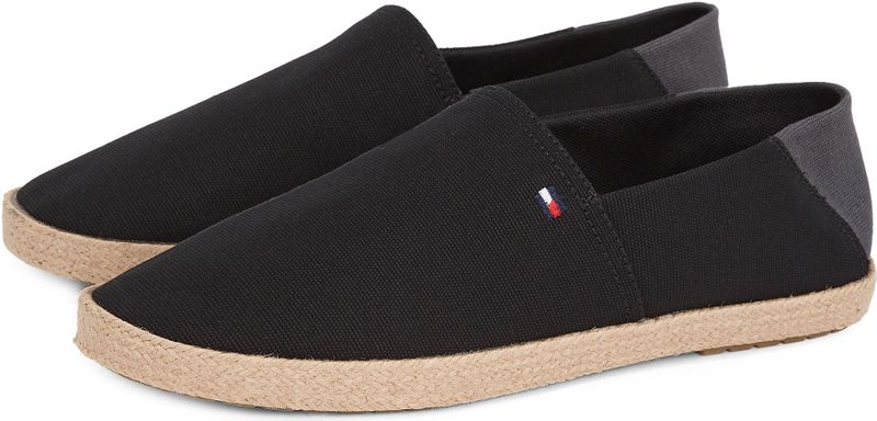 Tommy Hilfiger Slipper "HILFIGER ESPADRILLE CORE TEXTILE", Schlupfschuh, Espadrilles, Sommerschuh, Kontrastbesatz an der Ferse