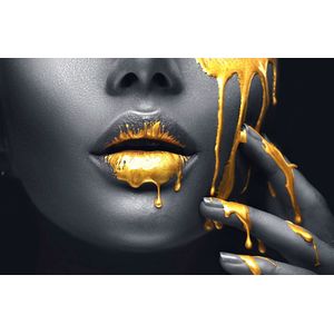 Papermoon Fototapete "GOLDENE LIPPEN-SCHMUCK ART DESIGN ABSTRAKT MUSTER KUNST"