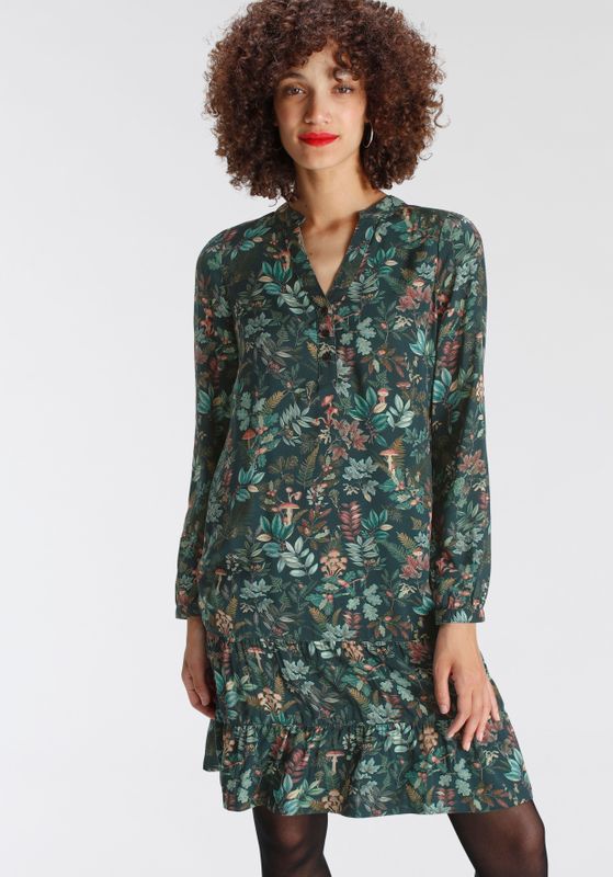 AJC Hemdblusenkleid, kniefrei, elegant, aus Viskose, Langarm, mit 1-Knopf-Manschette