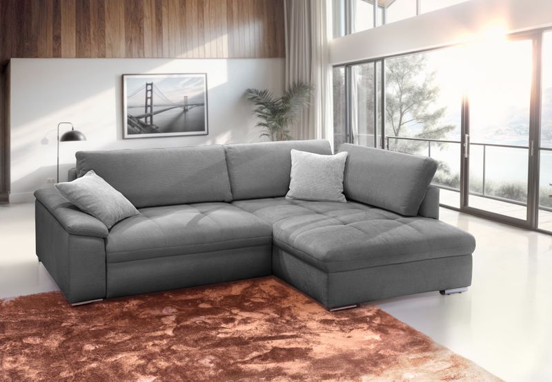 exxpo - sofa fashion Ecksofa "Casa Grande inkl. Bettfunktion, Bettkasten und Rückenkissen, bequem", L-Form, guter Sitzkomfort, grioße Liegefläche