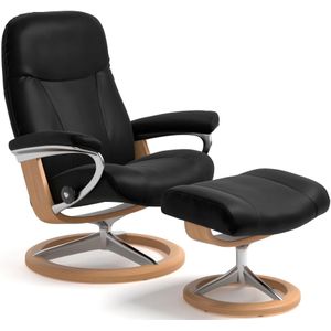 Stressless Relaxsessel "Garda", (Set, Relaxsessel mit Hocker), mit Hocker, mit Signature Base, Größe L, Gestell Eichefarben