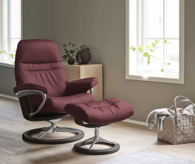 Stressless Relaxsessel "Sunrise", (Set, Relaxsessel mit Hocker), mit Signature Base, Größe L, Gestell Wenge