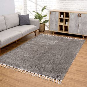 Carpet City Hochflor-Teppich "Pulpy 100", rechteckig, 30 mm Höhe, Läufer, weich, mit Fransen, uni, viele Größen, Wohnzimmer, Schafzimmer