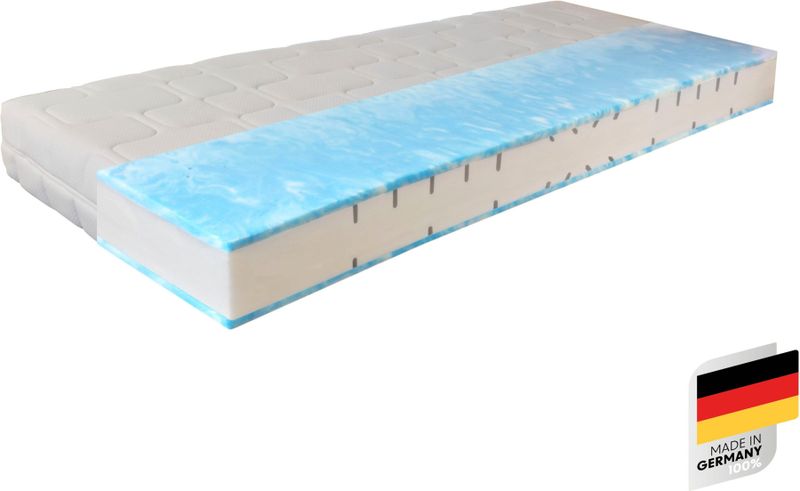 Beco Gelschaummatratze "GUMO MAXX, 7 Zonen Matratze 90x200,140x200 und weitere Größen", 25 cm hoch, (1 St.), druckentlastende Gelschaumauflage, weiche & feste Seite, atmungsaktiv