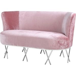 Leonique Sofa "Scarlett", Sofa/Bank, rosa Velours, Chromfüße, Design, 145x72x80