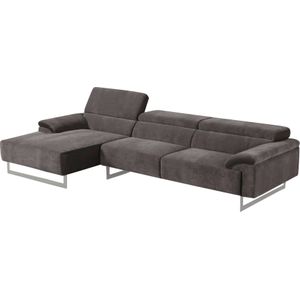 Egoitaliano Ecksofa "Malika, L-Form", mit Recamiere, inkl. Kopfteilverstellung und chromfarbenen Metallfüßen