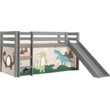 Vipack Spielbett "Vipack Pino", (Made in Europe), Hochbett mit Textil-Set, inkl. Rolllattenrost, Leiter und Rutsche