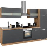KOCHSTATION Küchenzeile "KS-Luhe", 300 cm breit, wahlweise mit oder ohne E-Geräten, gefräste MDF-Fronten