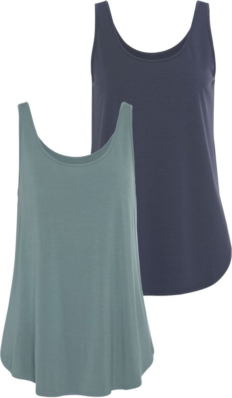LASCANA Longtop "mit gerundetem Saum", (2er-Pack), aus weichem Viskose-Stretch