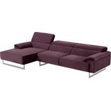 Egoitaliano Ecksofa "Malika, L-Form", mit Recamiere, inkl. Kopfteilverstellung und chromfarbenen Metallfüßen