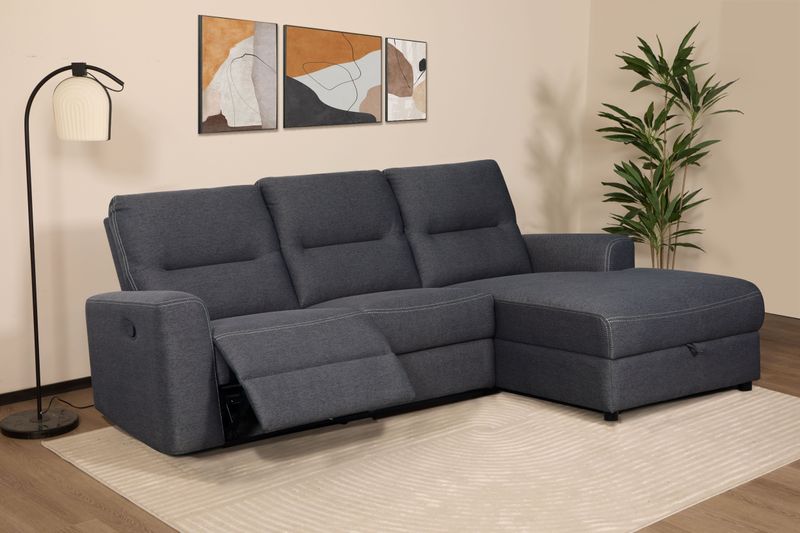 Home affaire Ecksofa "VENOIR, L-Form, 250 cm, manuelle u. elektrische Funktion (m. USB A/C)", Stauraum unter der Recamiere, 2. Staufach, Federkern