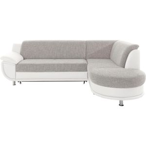 TRENDMANUFAKTUR Ecksofa "Rondo 3, zeitlos und bequem, Materialmix, breite Armlehnen, L-Form", wahlweise mit Federkern für mehr Komfort, wahlweise mit Bettfunktion