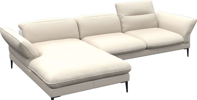 FLEXLUX Ecksofa "Salino, Funktionssofa mit Recamiere, Relaxsofa, Ecksofa", Sofa mit Arm- und Kopfteil-Verstellungen, Kaltschaum & Stahl-Wellen