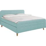 TOM TAILOR HOME Boxspringbett "NORDIC BOX", mit Knopfheftung im Kopfteil und Fußteil, Füße in Buche natur