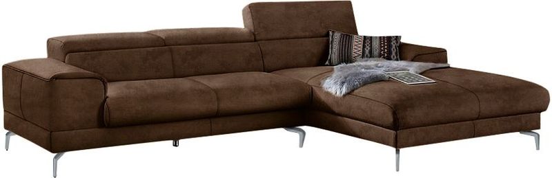 W.SCHILLIG Ecksofa "piedroo, Designsofa mit tollem Sitzkomfort, bequem und elegant, L-Form", Kopfteilverstellung, wahlweise mit Sitztiefenverstellung, Breite 303cm