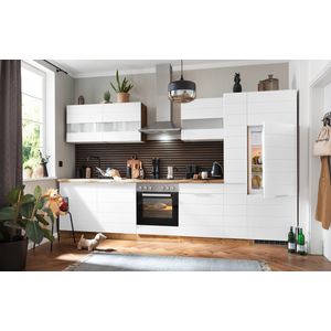 KOCHSTATION Küchenzeile "KS-Luhe", 330 cm breit, wahlweise mit oder ohne E-Geräten, gefräste MDF-Fronten
