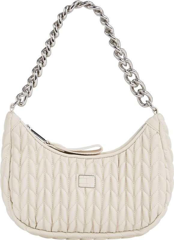 Tommy Jeans Umhängetasche "TJW ICONIC SHOULDER QUILTED", Damen Schultertasche, Tragetasche mit Zierketten-Henkel