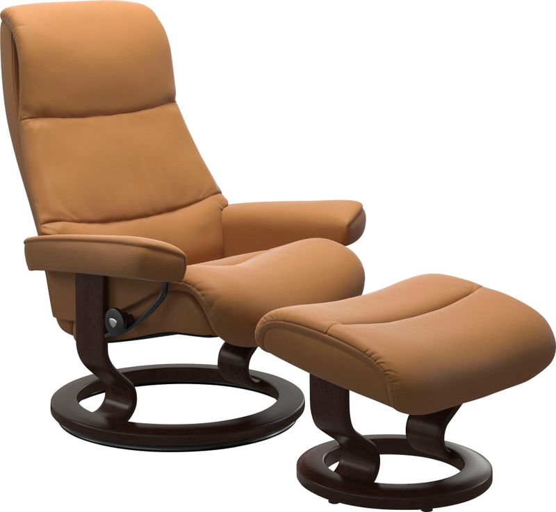 Stressless Relaxsessel "View", (Set, Relaxsessel mit Hocker), mit Classic Base, Größe S,Gestell Braun