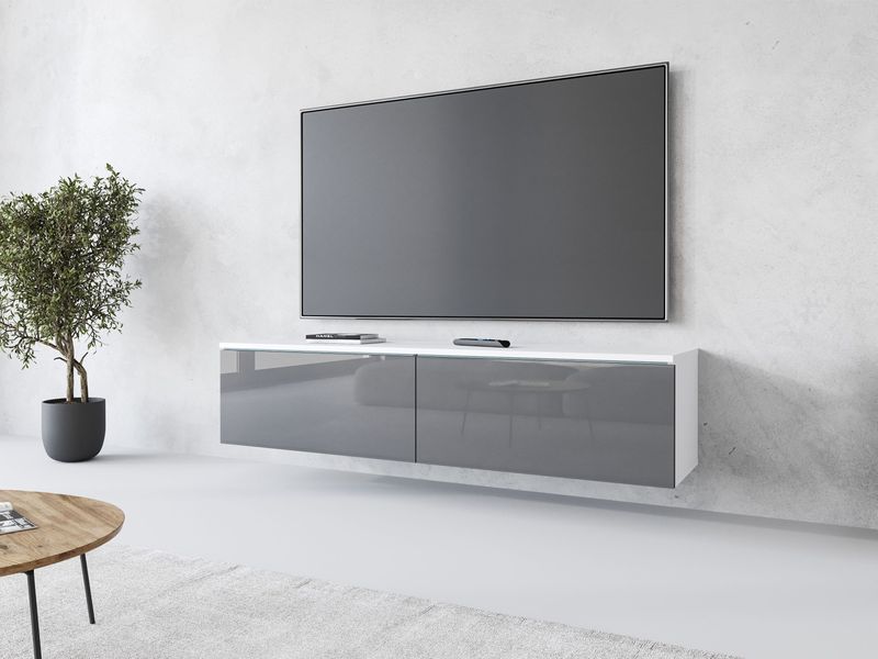 INOSIGN Lowboard "LOWBOARD D, wahlweise mit oder ohne Beleuchtung", modernes TV-Board ohne Griffe, mit viel Stauraum,stehend und hängend