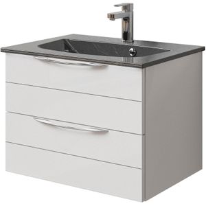 Saphir Waschtisch "Serie 6025 Mineralmarmor-Waschtisch mit Unterschrank, 67 cm breit", Waschplatz mit 2 Schubladen, hängend, verschiedene Ausführungen