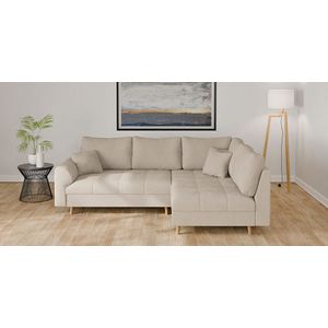 Home affaire Ecksofa "CHARRE L-Form mit Ottomane, Maße B/T/H: 231/161/81 cm", feine Steppung, lose Rücken- und Zierkissen, auch in Cord und Bouclé