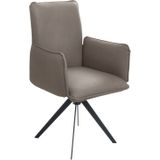 K+W Komfort & Wohnen Drehstuhl, Leder, Blitzdrehkreuz und Rückholfunktion, dekorativer 12mm Biese