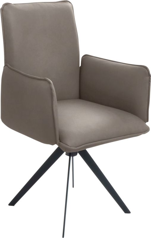 K+W Komfort & Wohnen Drehstuhl, Leder, Blitzdrehkreuz und Rückholfunktion, dekorativer 12mm Biese