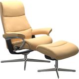Stressless Relaxsessel "View", (Set, Relaxsessel mit Hocker), mit Hocker, mit Cross Base, Größe S, M & L, Holzakzent Schwarz