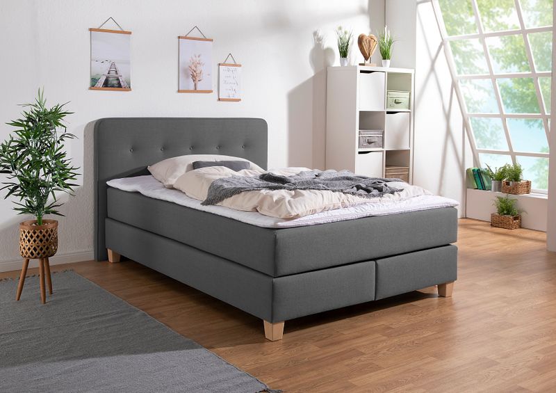Home affaire Boxspringbett "Fargo", in Überlänge 220 cm, mit Topper, 3 Ausführungen, 4, Breiten
