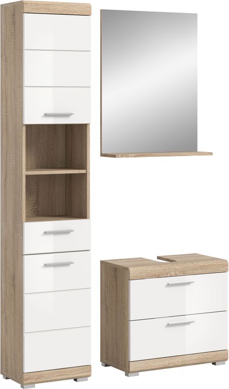 INOSIGN Badmöbel-Set "Siena, 3 teilig, bestehend aus:", (Set), Hochschrank, Waschbeckenunterschrank, Spiegel