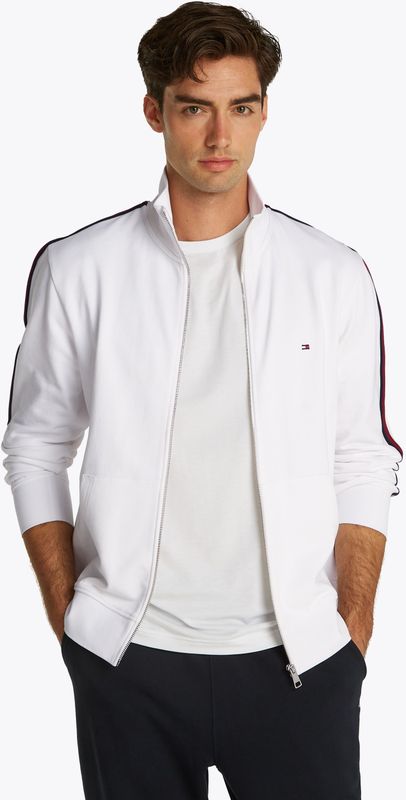 Tommy Hilfiger Sweatjacke "GLOBAL STRIPE STAND COLLAR", mit Streifen in Tommy Farbe am Ärmel