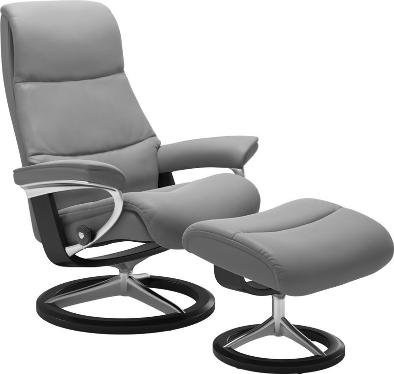 Stressless Relaxsessel "View", (Set, Relaxsessel mit Hocker), mit Signature Base, Größe M,Gestell Schwarz