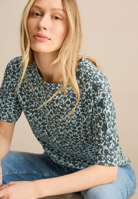 Cecil Print-Shirt, mit Minimalprint und Knopfdetail