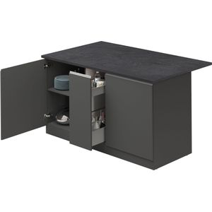 KOCHSTATION Kücheninsel "KS-Sole,Kochinsel,Küchenarbeitsblock,Inselküche,Arbeitsinsel", Breite 155 cm, mit Apothekerauszug, gedämpfte Türen