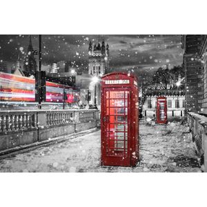Papermoon Fototapete "Telefonzelle im Schnee Schwarz & Weiß"