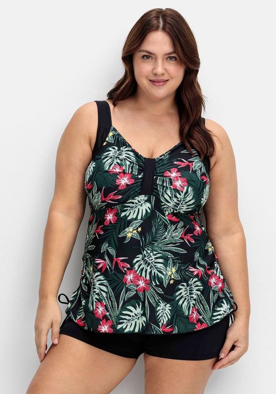Sheego Tankini-Top "Große Größen", mit Tropenprint und seitlicher Raffung