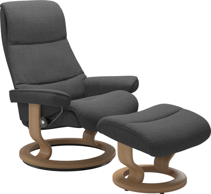 Stressless Relaxsessel "View", (Set, Relaxsessel mit Hocker), mit Classic Base, Größe M,Gestell Eiche