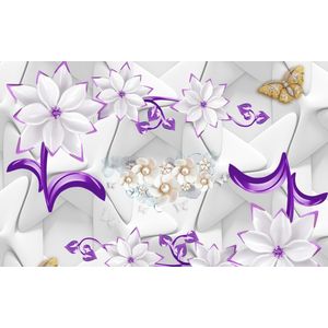 Papermoon Fototapete "Muster Blumen lila gold"