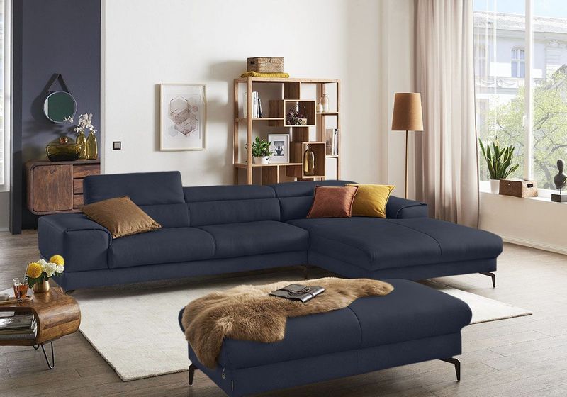 W.SCHILLIG Ecksofa "piedroo, Designsofa mit tollem Sitzkomfort, bequem und elegant, L-Form", Kopfteilverstellung, wahlweise mit Sitztiefenverstellung, Breite 343cm