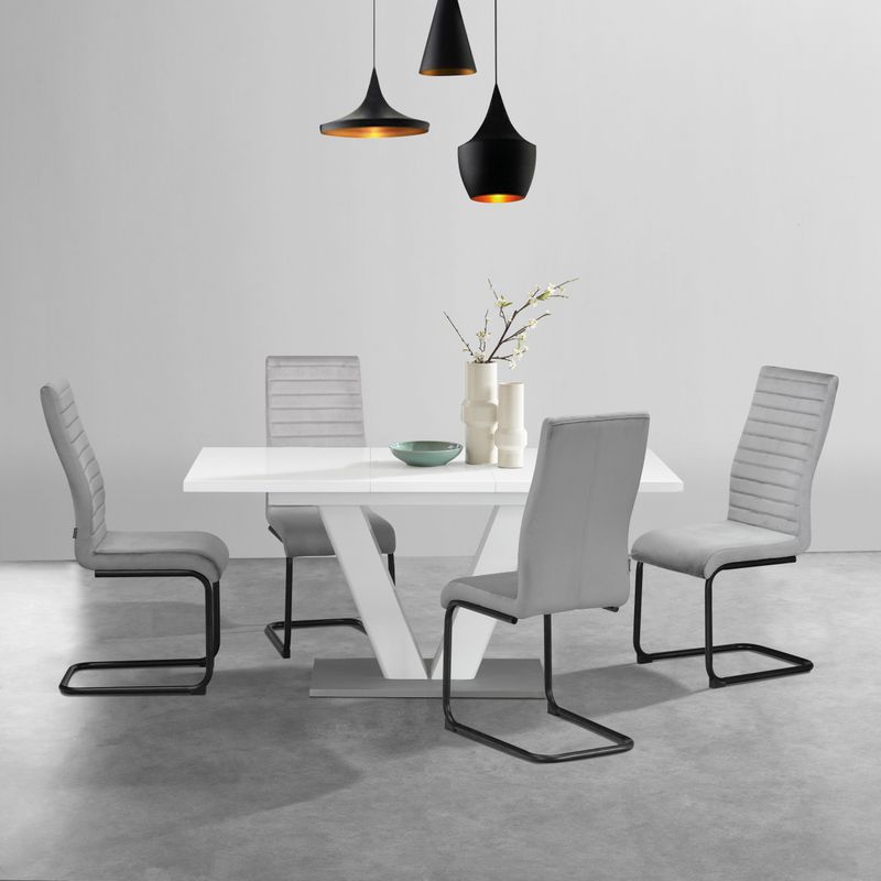 Home affaire Esstisch "Elbach", Hochglanz weiß, Ausziehtisch 120-160 cm, Esszimmer