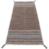 carpetfine Läufer "Kelim Azizi", rechteckig, 5 mm Höhe, Baumwolle, Wendeteppich mit Fransen, Wohnzimmer