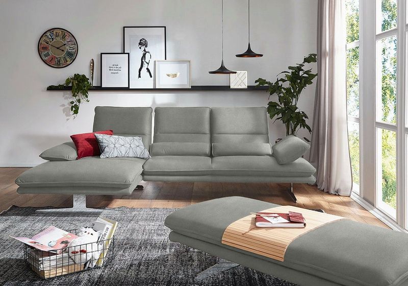 W.SCHILLIG Ecksofa "broadway, Designsofa mit tollem Sitzkomfort, L-Form", Sitztiefenverstellung, Kopfteil- & Seitenteilverstellung, Breite 291cm