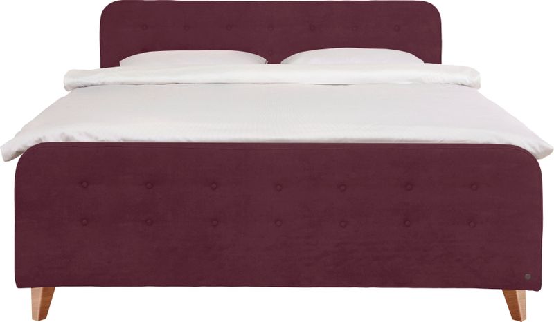 TOM TAILOR HOME Boxspringbett "NORDIC BOX", mit Knopfheftung im Kopfteil und Fußteil, Füße in Buche natur
