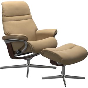 Stressless Relaxsessel "Sunrise", (Set, Relaxsessel mit Hocker), mit Hocker, mit Cross Base, Größe S, M & L, Holzakzent Braun