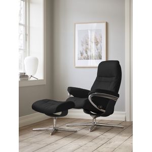 Stressless Relaxsessel "Sunrise", (Set, Relaxsessel mit Hocker), mit Hocker, mit Cross Base, Größe S, M & L, Holzakzent Schwarz