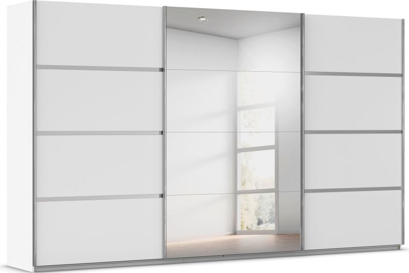 rauch Kleiderschrank "Schwebetürenschrank OTTO´s Choice Garderobe Schrank TOP ANGEBOT Avola", (in 3 verschiedenen Ausstattungen BASIC/CLASSIC/PREMIUM inkl. Spiegel), mit eleganten Zierleisten in Chrom, Schwarz oder Weiß MADE IN GERMANY