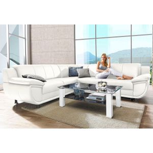 TRENDMANUFAKTUR Ecksofa "Rondo wahlweise mit Schlaffunktion, 267x247 cm (BxT), breite Armlehnen", L-Form, wahlweise mit Federkern bestellbar, Füße schwarz
