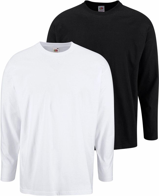 Fruit of the Loom Langarmshirt, (Packung, 2 tlg.), aus reiner Baumwolle