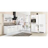 KOCHSTATION Küchenzeile "KS-Tulsa", ohne E-Geräte, Breite 380 cm, schwarze Metallgriffe, MDF Fronten