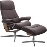 Stressless Relaxsessel "View", (Set, Relaxsessel mit Hocker), mit Hocker, mit Cross Base, Größe S, M & L, Holzakzent Eiche